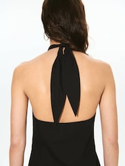 Mango Black Crossover Halter Mini Dress - Image 2 of 7