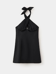 Mango Black Crossover Halter Mini Dress - Image 5 of 7