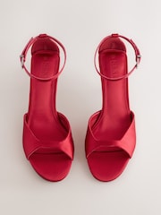 Red Forever Comfort® Satin Peep Toe Heels - Image 2 of 5