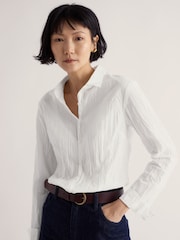 Seasalt Cornwall Bright White Larissa Cotton Crinkle Shirt - Image 2 of 6