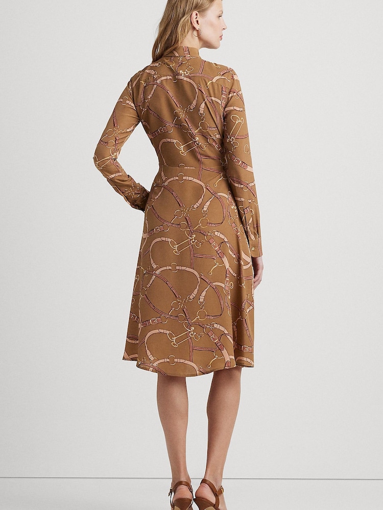 Lauren Ralph Lauren Natural Belting Print Tie Front Crepe Shirtdress - Image 3 of 6