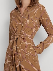 Lauren Ralph Lauren Natural Belting Print Tie Front Crepe Shirtdress - Image 5 of 6
