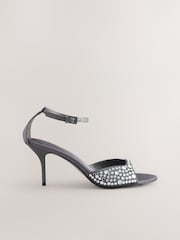 Grey Forever Comfort® Satin Peep Toe Heels - Image 1 of 10