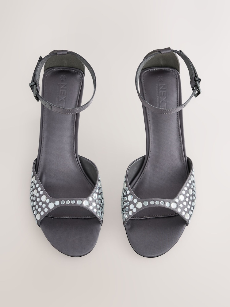 Grey Forever Comfort® Satin Peep Toe Heels - Image 2 of 10 Grey Forever Comfort® Satin Peep Toe Heels - Image 2 of 10