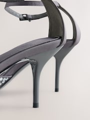Grey Forever Comfort® Satin Peep Toe Heels - Image 5 of 10