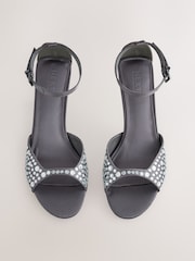 Grey Forever Comfort® Satin Peep Toe Heels - Image 7 of 10