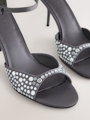 Grey Forever Comfort® Satin Peep Toe Heels - Image 8 of 10