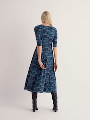 Seasalt Cornwall Teal Blue Veronica Cotton Midi Dress - Image 3 of 5