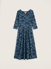 Seasalt Cornwall Teal Blue Veronica Cotton Midi Dress - Image 4 of 5