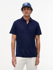 Tommy Hilfiger Blue Smart Casual Regular Fit Linen Blend Polo Shirt - Image 1 of 5