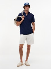 Tommy Hilfiger Blue Smart Casual Regular Fit Linen Blend Polo Shirt - Image 3 of 5