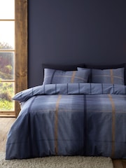 Catherine Lansfield Blue Brushed 100% Cotton Melrose Tweed Check Duvet Cover Set - Image 1 of 3