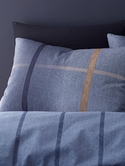 Catherine Lansfield Blue Brushed 100% Cotton Melrose Tweed Check Duvet Cover Set - Image 3 of 3