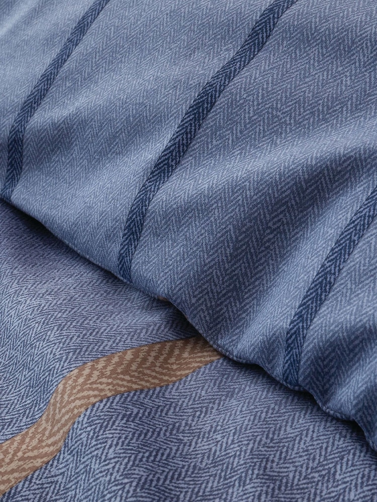 Catherine Lansfield Blue Brushed 100% Cotton Melrose Tweed Check Duvet Cover Set - Image 4 of 5