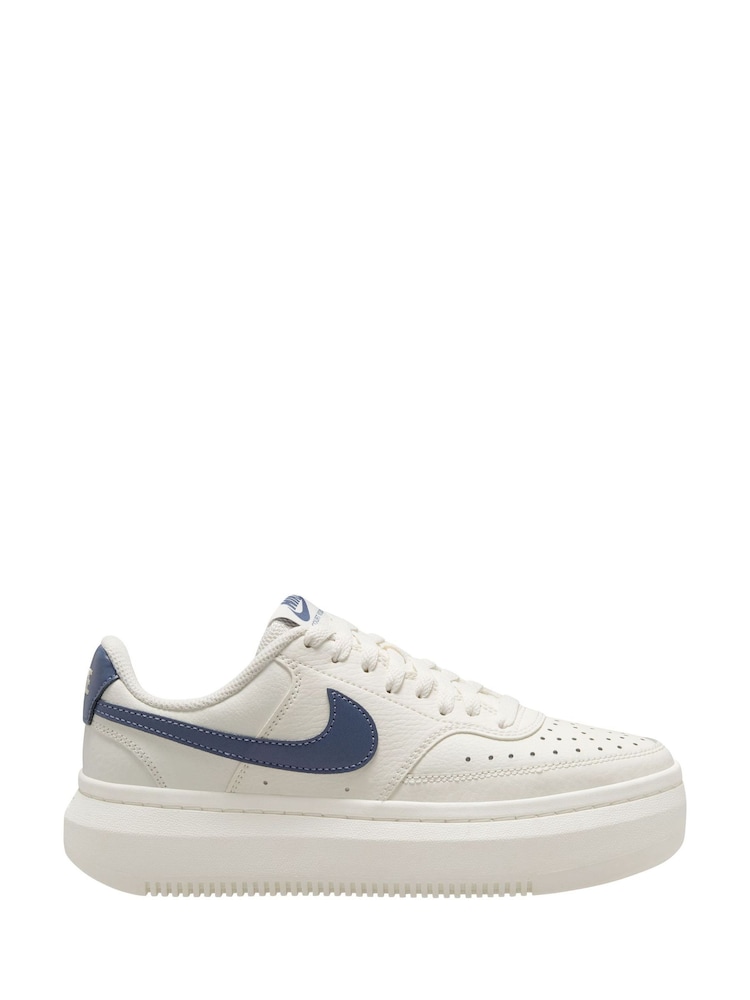 Nike White/Blue Court Vision Alta Platform Trainers - Image 1 of 8
