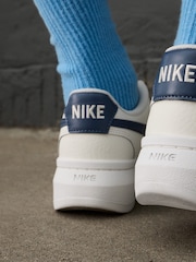 Nike White/Blue Court Vision Alta Platform Trainers - Image 6 of 8
