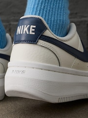 Nike White/Blue Court Vision Alta Platform Trainers - Image 8 of 8