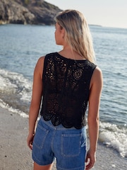 Svart - Virkade Slips Front Väst - Bild 3 av 6