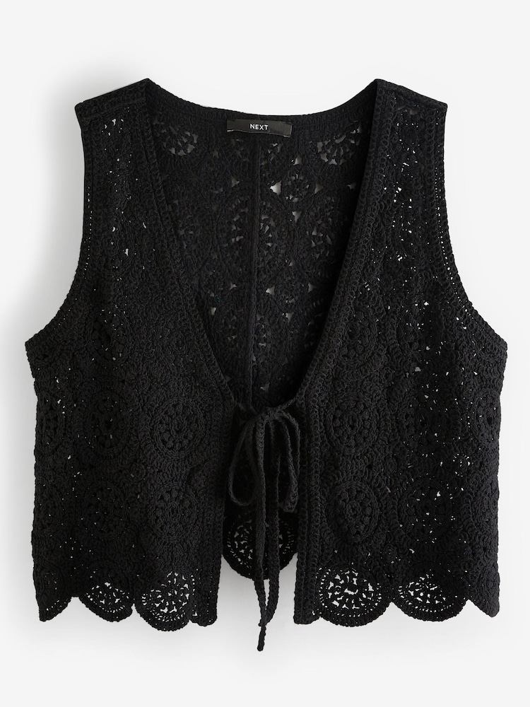 Svart - Virkade Slips Front Väst - Bild 6 av 6 Svart - Virkade Slips Front Väst - Bild 6 av 6