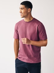 Purple Regular Fit 100% Cotton Essential Regular Crew Neck T-Shirt - Image 1 of 5