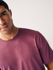 Purple Regular Fit 100% Cotton Essential Regular Crew Neck T-Shirt - Image 3 of 5