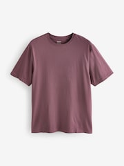 Purple Regular Fit 100% Cotton Essential Regular Crew Neck T-Shirt - Image 4 of 5
