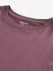 Purple Regular Fit 100% Cotton Essential Regular Crew Neck T-Shirt - Image 5 of 5