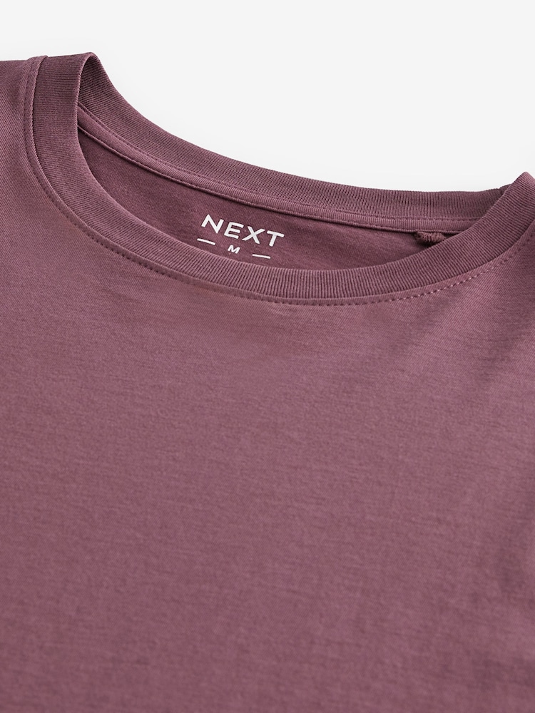 Purple Regular Fit 100% Cotton Essential Regular Crew Neck T-Shirt - Image 5 of 5