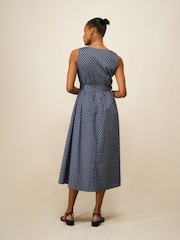 Crew Clothing Blue Henley Sleeveless Fit-&-Flare Dress - Image 2 of 5