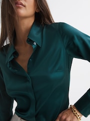 Reiss Teal Sofia Silk Shirt - Image 1 of 5
