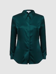 Reiss Teal Sofia Silk Shirt - Image 2 of 5