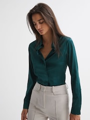 Reiss Teal Sofia Silk Shirt - Image 5 of 5