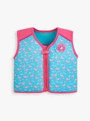 JoJo Maman Bébé Blue Flamingo UPF 50 Swim Jacket - Image 1 of 6