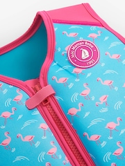 JoJo Maman Bébé Blue Flamingo UPF 50 Swim Jacket - Image 4 of 6