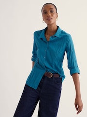 أزرق على أخضر أزرق - Seasalt Cornwall Larissa Cotton Crinkle Shirt - صورة 2 من 5