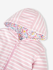 JoJo Maman Bébé Pink Bunny Floral Appliqué Reversible Hoodie With Pet In Pocket - Image 6 of 8
