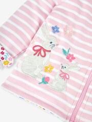 JoJo Maman Bébé Pink Bunny Floral Appliqué Reversible Hoodie With Pet In Pocket - Image 7 of 8