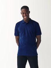 Blue Rich Slim Fit Short Sleeve Pique Polo Shirt - Image 1 of 7