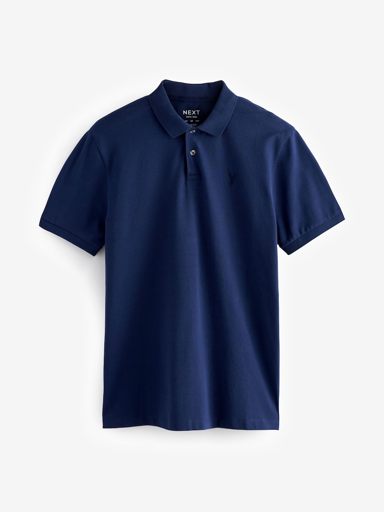 Bleu riche - Slim Fit (Slim Fit) - Polo Manches courtes Pique - Image 5 of 7