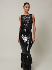 Phase Eight Black Sequin Elena Tiered Maxi Dress - Image 1 of 7