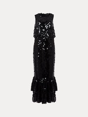 Phase Eight Black Sequin Elena Tiered Maxi Dress - Image 7 of 7