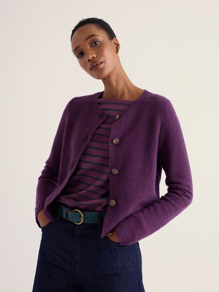 Seasalt Cornwall Purple Tern Tide Wool Blend Cardigan - Image 1 of 4 Seasalt Cornwall Purple Tern Tide Wool Blend Cardigan - Image 1 of 4