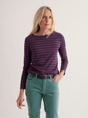 أرجواني - Seasalt Cornwall Sailor Cotton Long Sleeve Top - صورة 2 من 5
