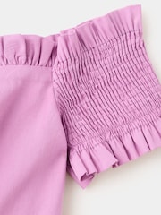 Mango Pink Frill Button Up Bardot Top - Image 5 of 6