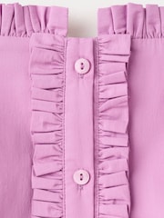 Mango Pink Frill Button Up Bardot Top - Image 6 of 6