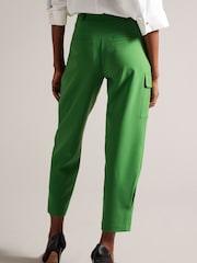 Ted Baker Green Gracieh High Waisted Belted Tapered Cargo Trousers - Image 3 of 5