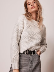Mint Velvet Grey Diamond Knit Jumper - Image 1 of 4