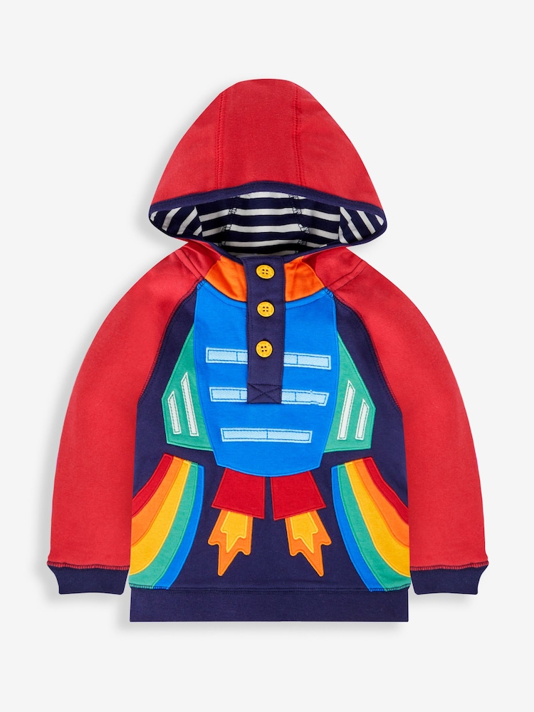 JoJo Maman Bébé Red Rocket Boys' Appliqué Novelty Hoodie - Image 1 of 3