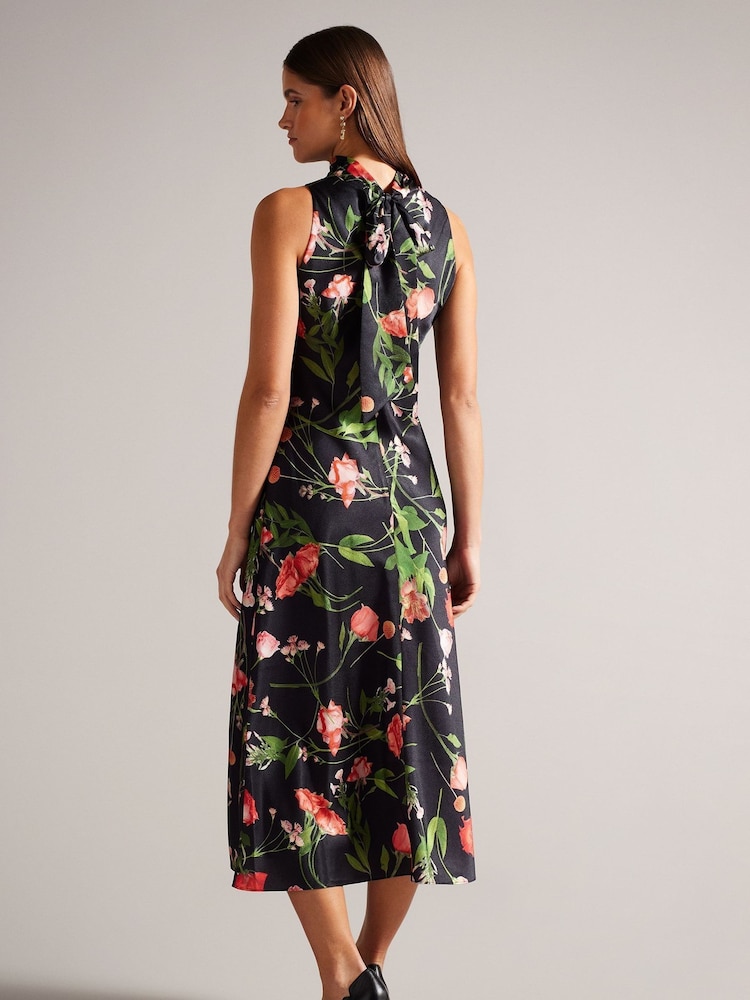 Ted Baker Black Cowl Neck Connihh Midi Slip Dress - Image 2 of 6