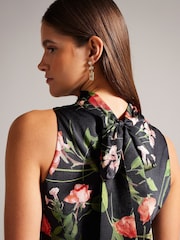 Ted Baker Black Cowl Neck Connihh Midi Slip Dress - Image 3 of 6